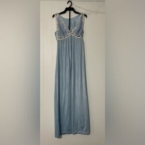 Vintage Blue Nightgown with Lace Trim